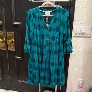 Umgee Peacock blue Dot Dress